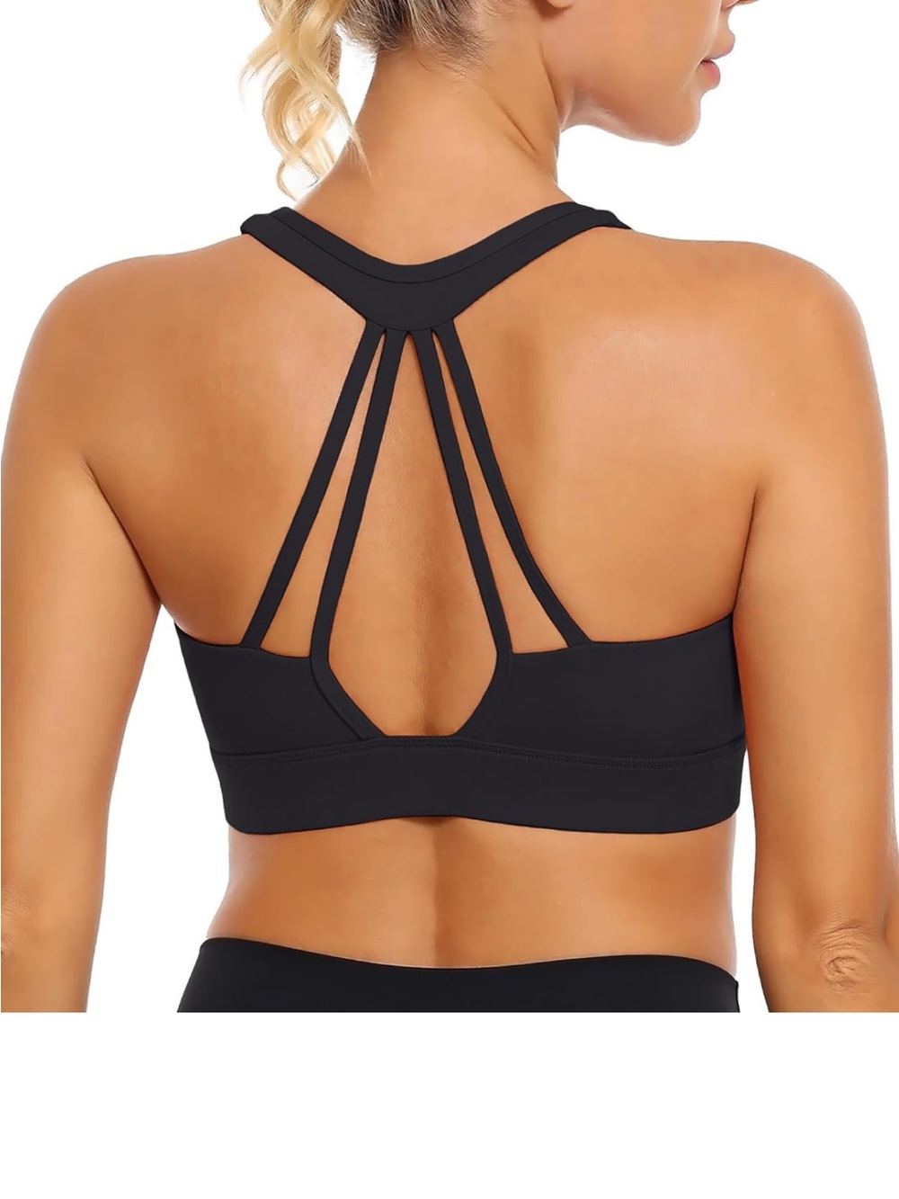 Yitoco Strappy Back Sports Bra - Black
